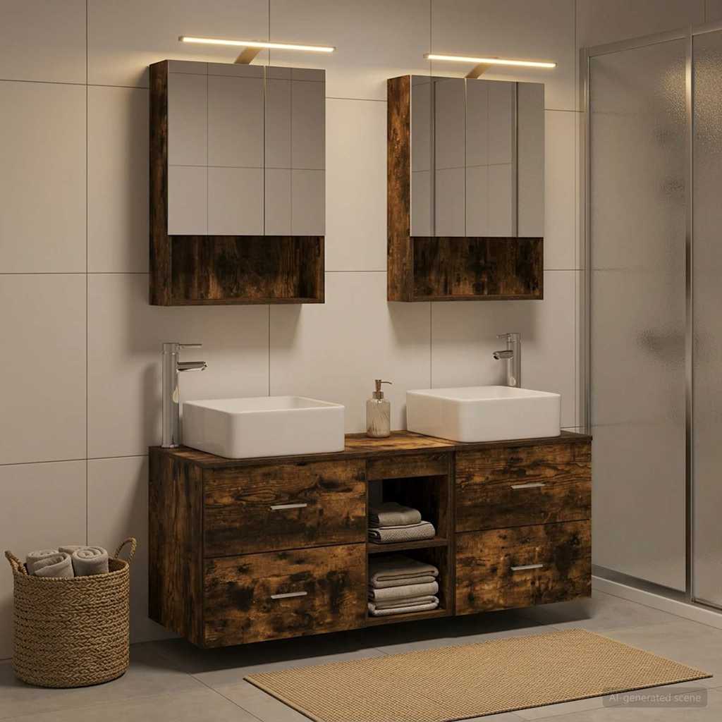 Bathroom Furniture Set 5 pcs Smoked Oak