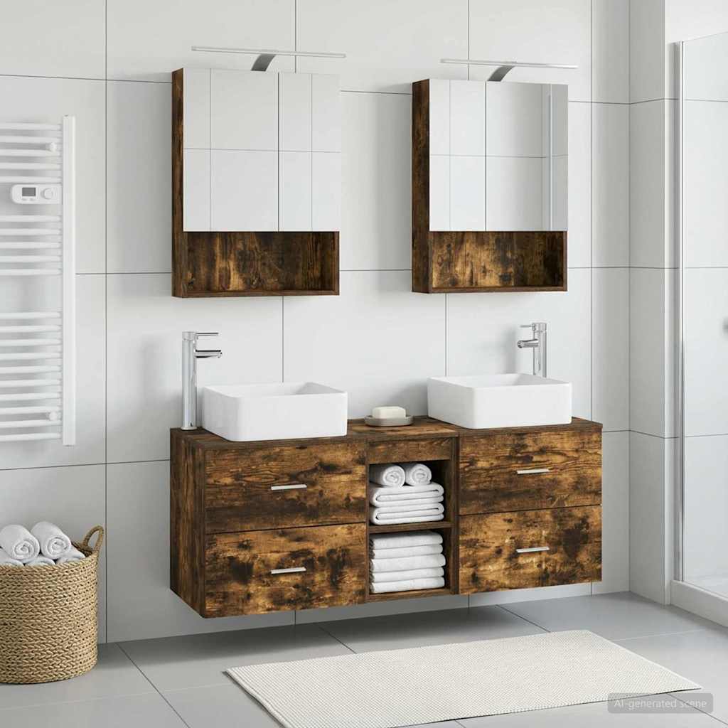 Bathroom Furniture Set 5 pcs Smoked Oak