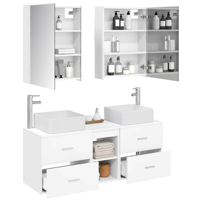 Bathroom Furniture Set 5 pcs White Engineered Wood and Glass
