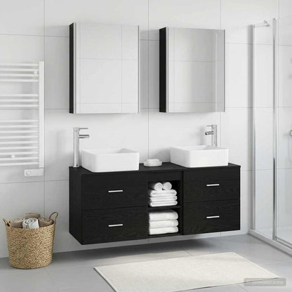 Bathroom Furniture Set 5 pcs Black Oak