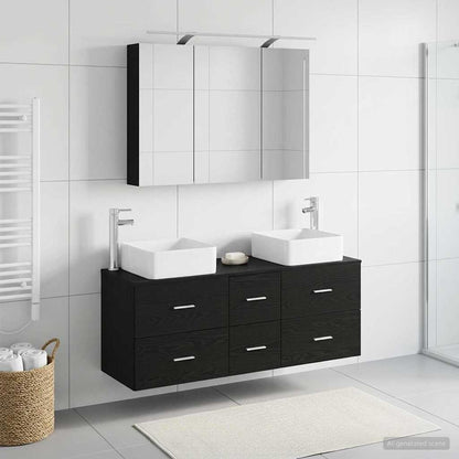Bathroom Furniture Set 4 pcs Black Oak