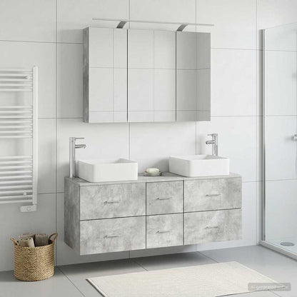 Bathroom Furniture Set 4 pcs Concrete Grey