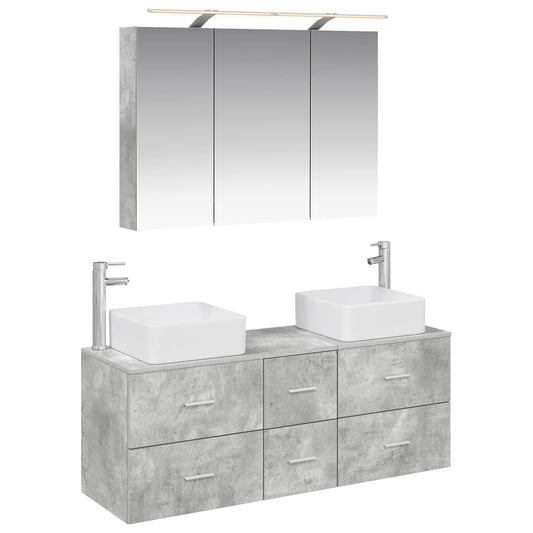 Bathroom Furniture Set 4 pcs Concrete Grey