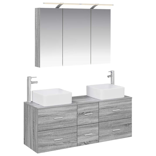 Bathroom Furniture Set 4 pcs Grey Sonoma