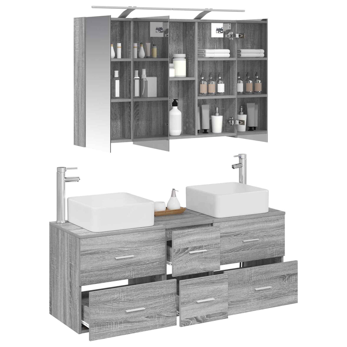 Bathroom Furniture Set 4 pcs Grey Sonoma