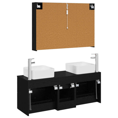 Bathroom Furniture Set 4 pcs Black Oak