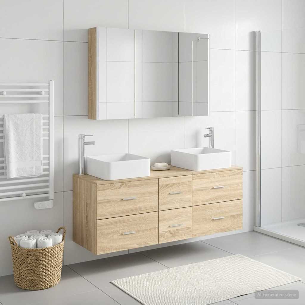 Bathroom Furniture Set 4 pcs Sonoma Oak