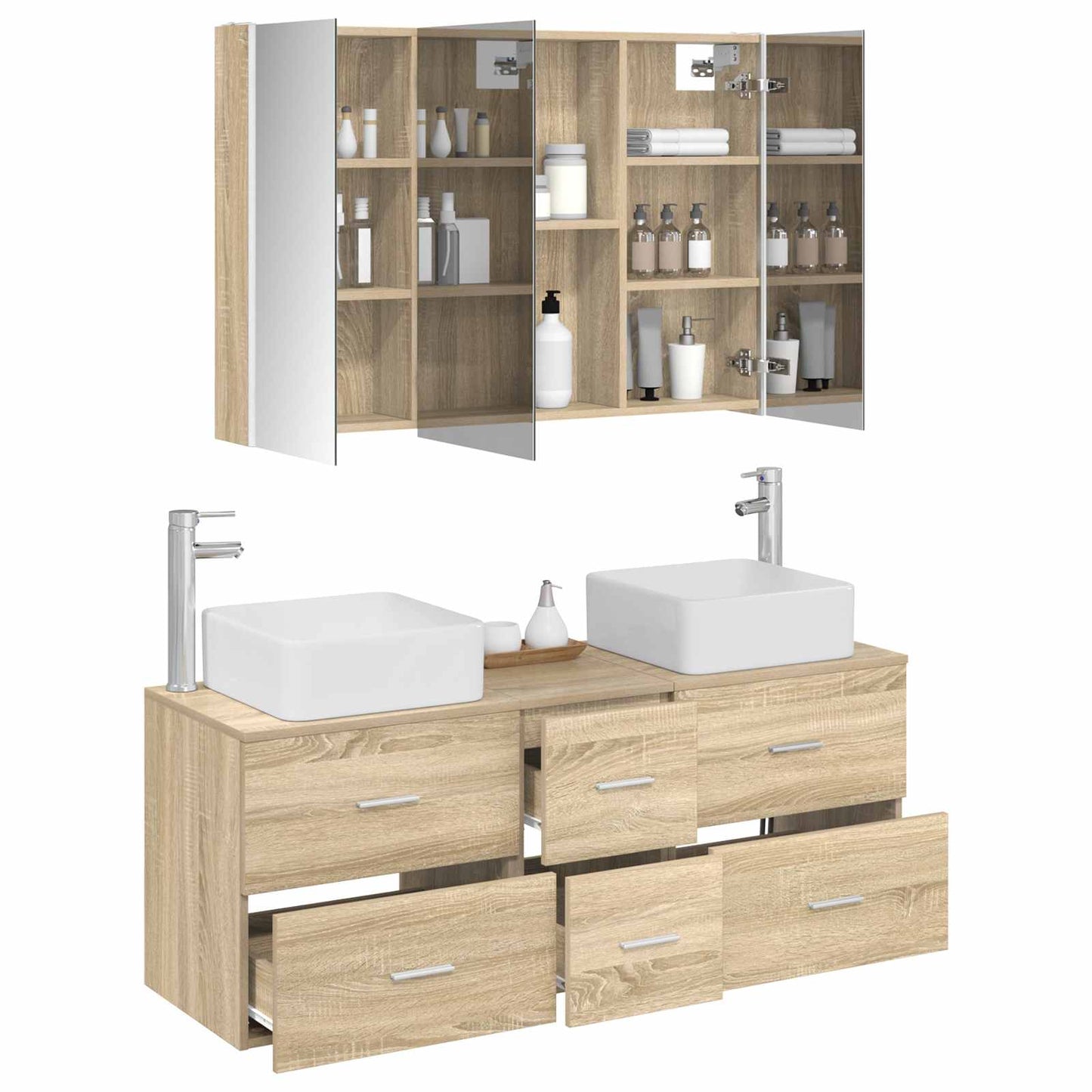 Bathroom Furniture Set 4 pcs Sonoma Oak