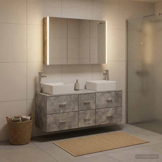 Bathroom Furniture Set 4 pcs Concrete Grey