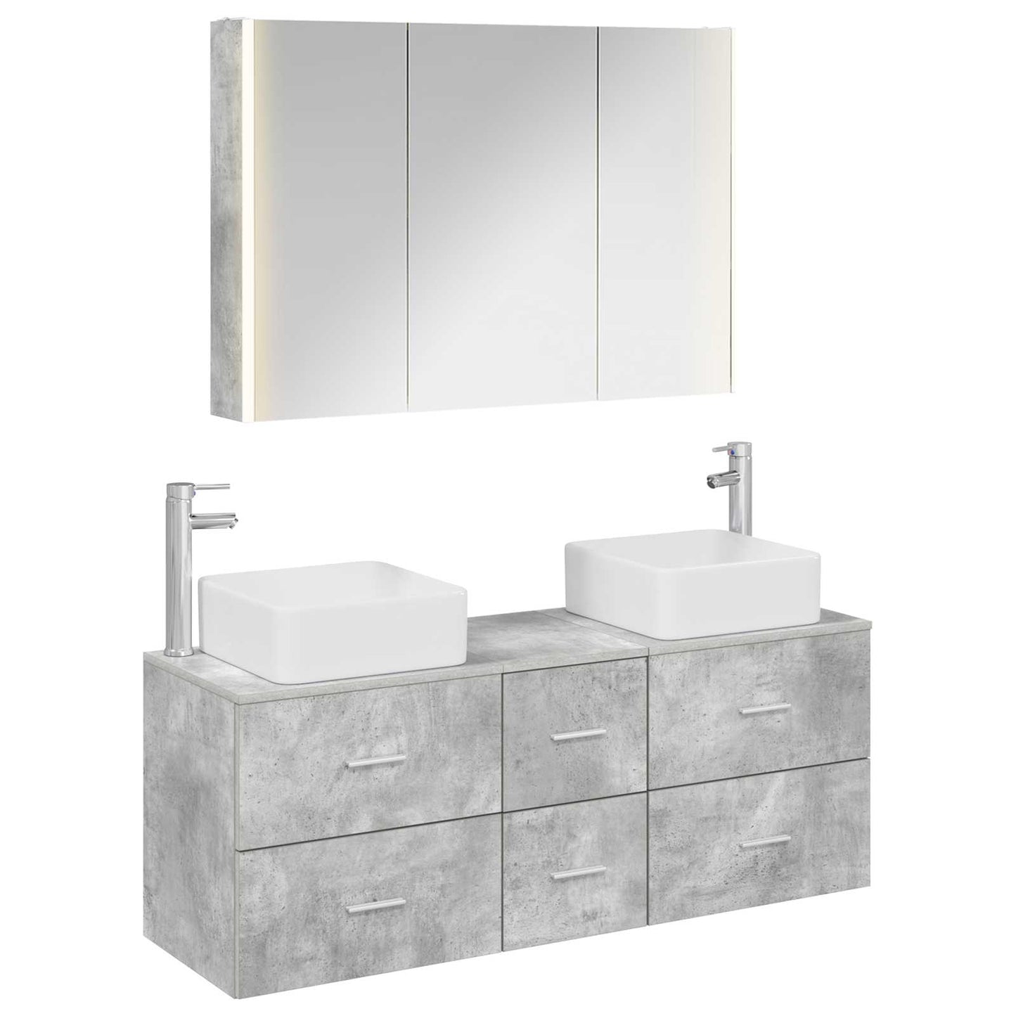 Bathroom Furniture Set 4 pcs Concrete Grey