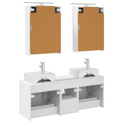 Bathroom Furniture Set 5 pcs White Engineered Wood and Glass