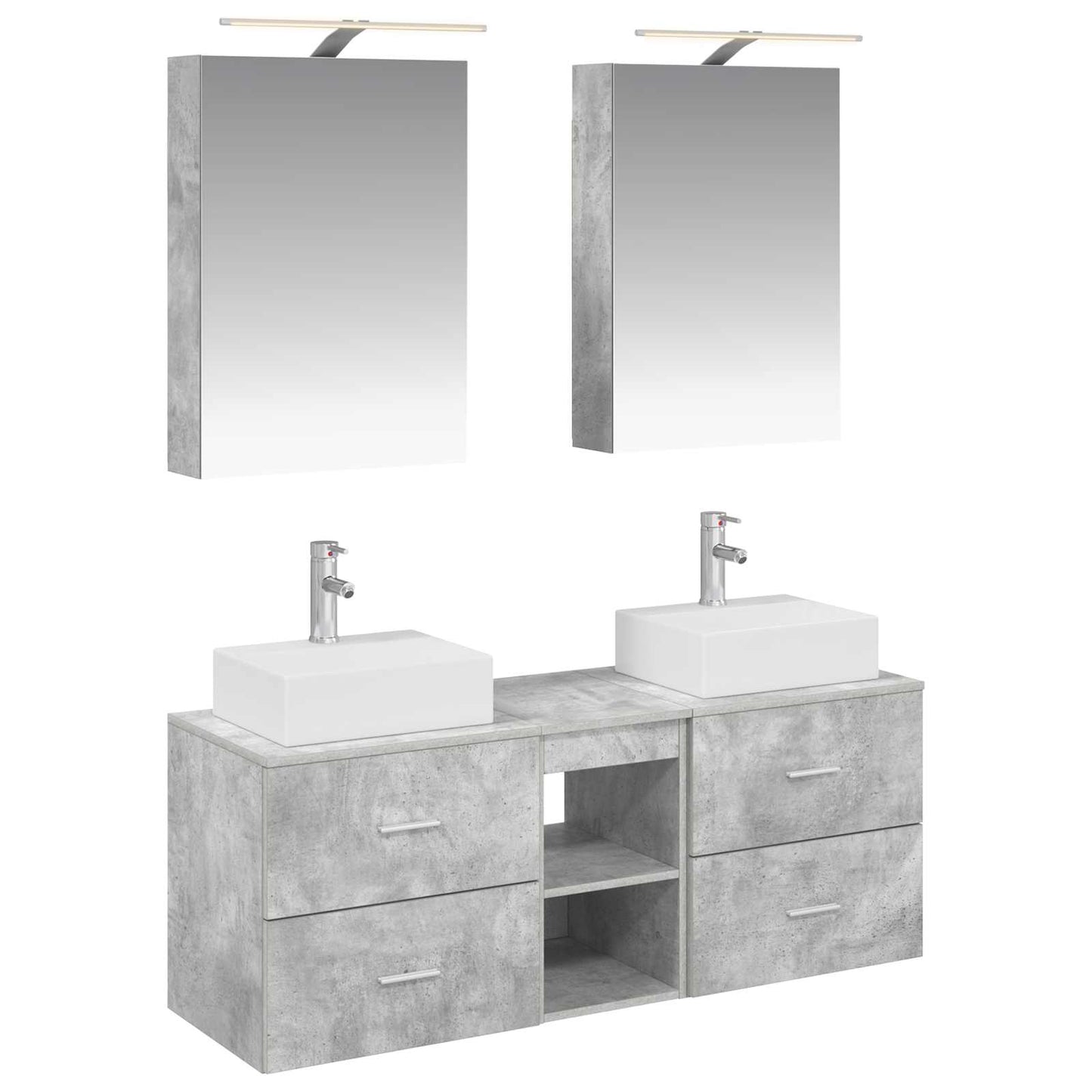 Bathroom Furniture Set 5 pcs Concrete Grey