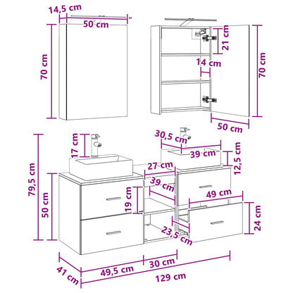 Bathroom Furniture Set 5 pcs Concrete Grey