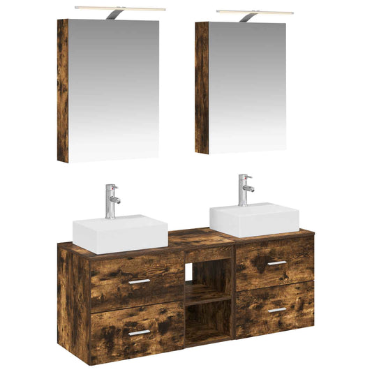 Bathroom Furniture Set 5 pcs Smoked Oak