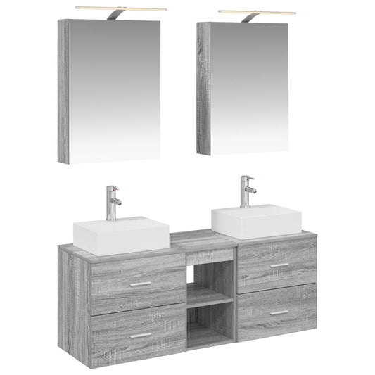 Bathroom Furniture Set 5 pcs Grey Sonoma