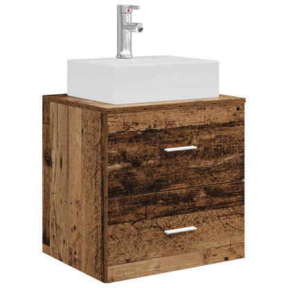 Bathroom Furniture Set 5 pcs Old Wood Engineered Wood and Glass