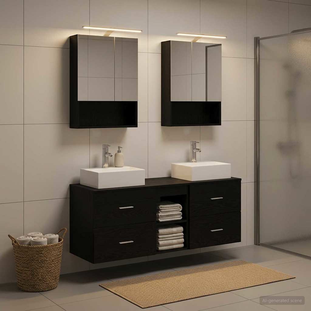 Bathroom Furniture Set 5 pcs Black Oak