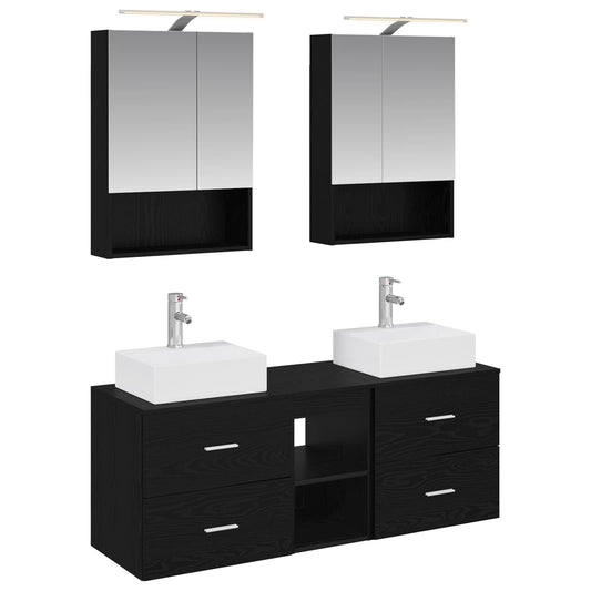 Bathroom Furniture Set 5 pcs Black Oak