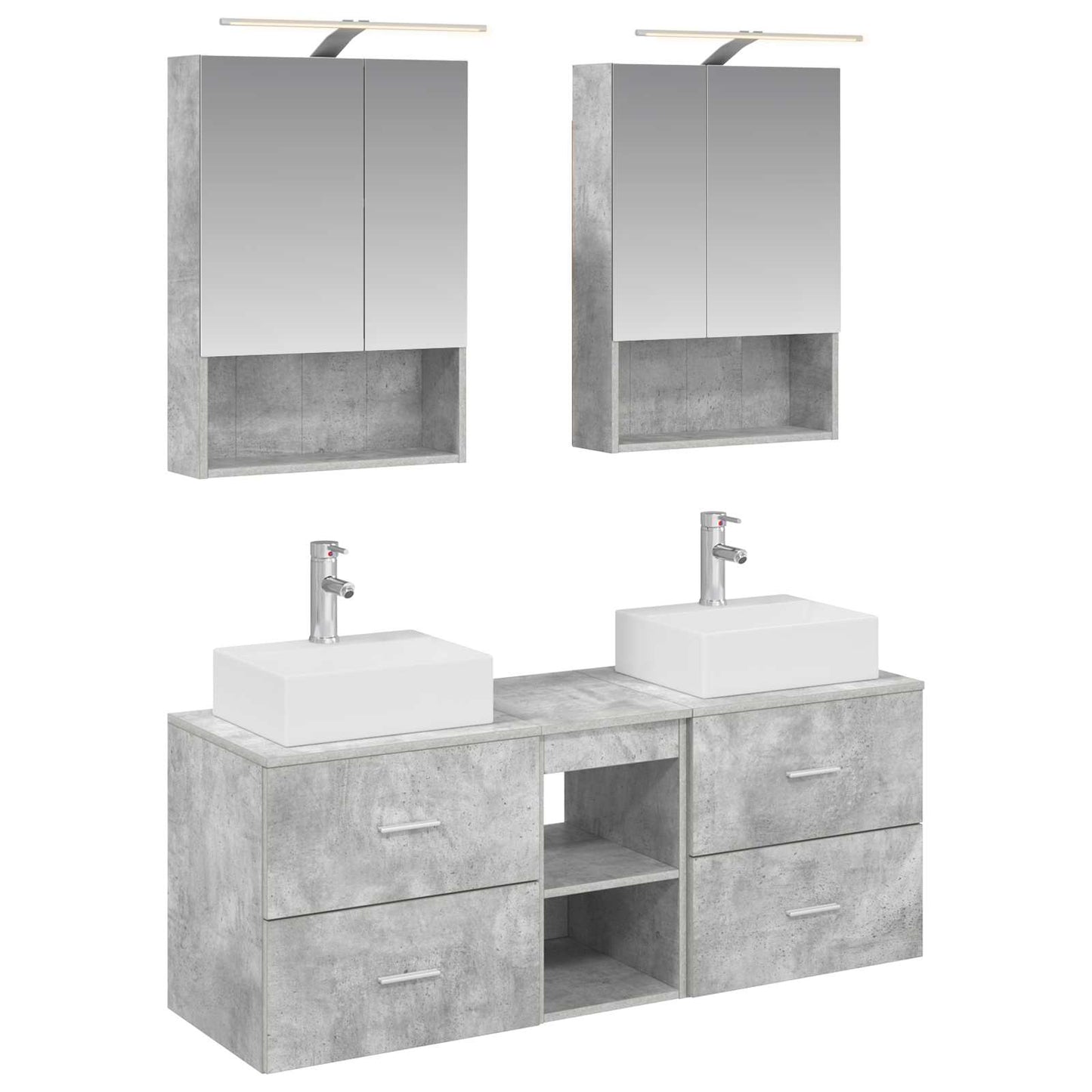 Bathroom Furniture Set 5 pcs Concrete Grey