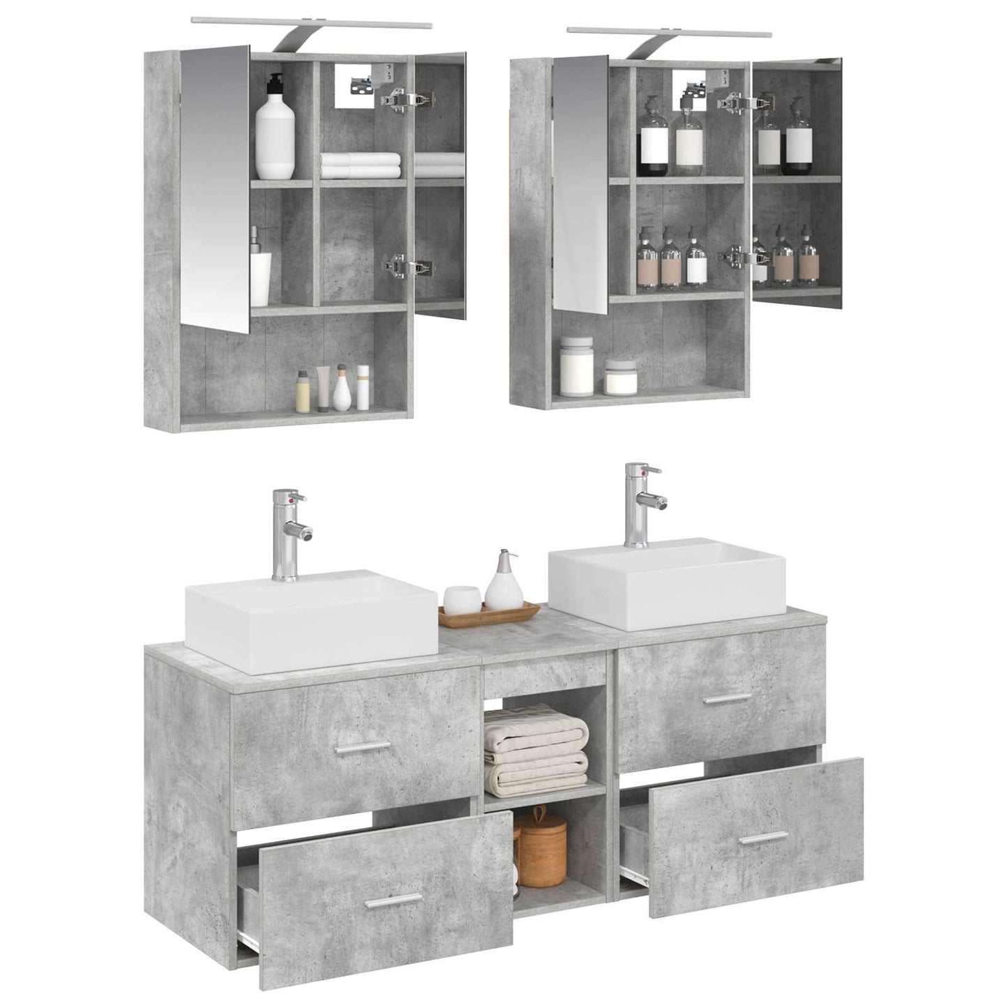Bathroom Furniture Set 5 pcs Concrete Grey