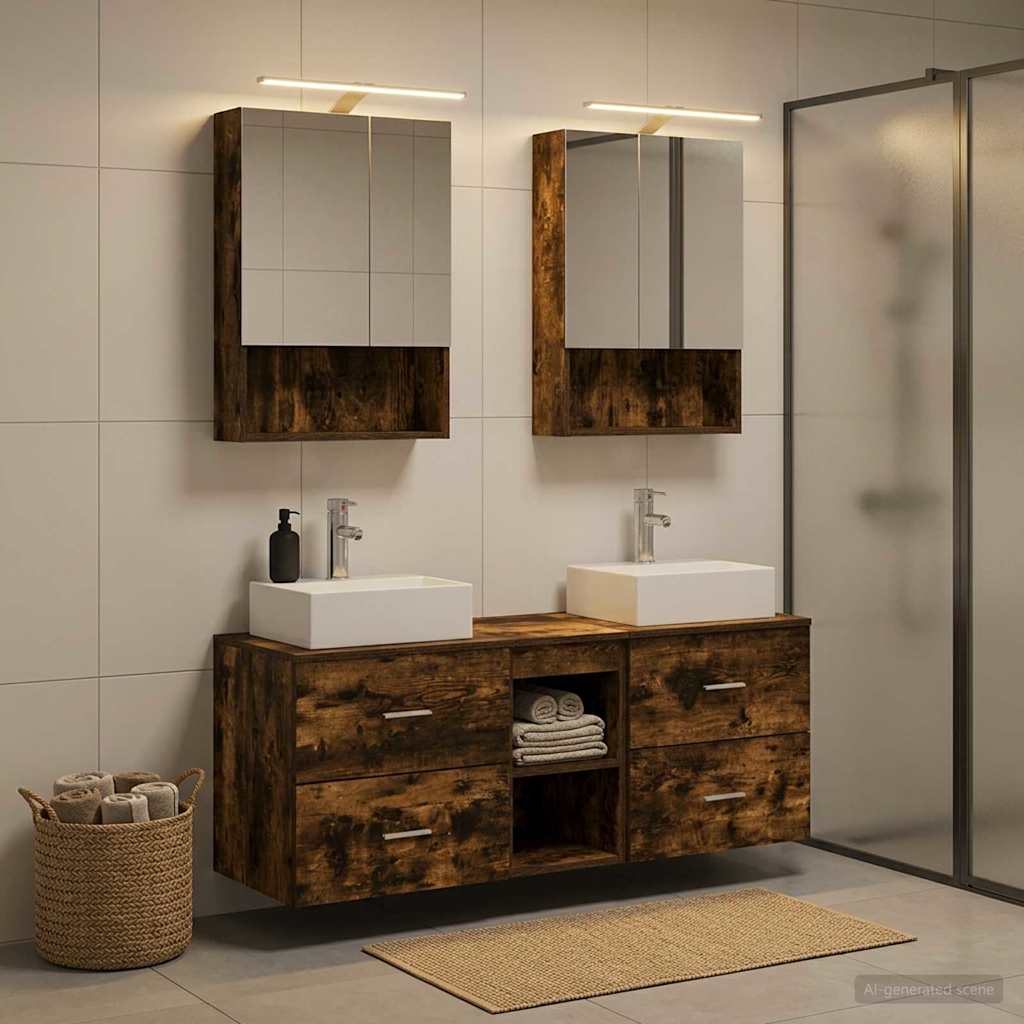 Bathroom Furniture Set 5 pcs Smoked Oak