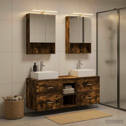 Bathroom Furniture Set 5 pcs Smoked Oak