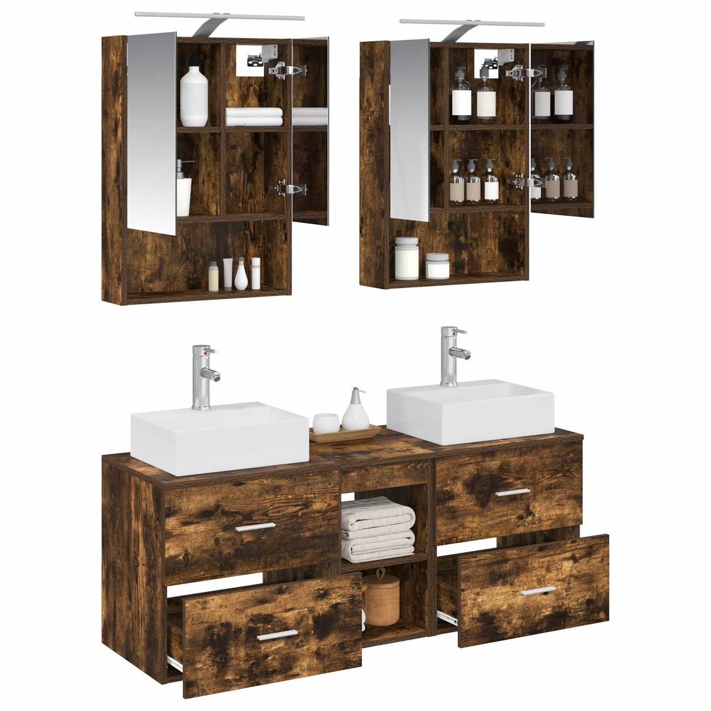 Bathroom Furniture Set 5 pcs Smoked Oak
