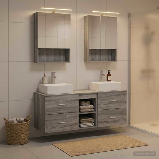 Bathroom Furniture Set 5 pcs Grey Sonoma