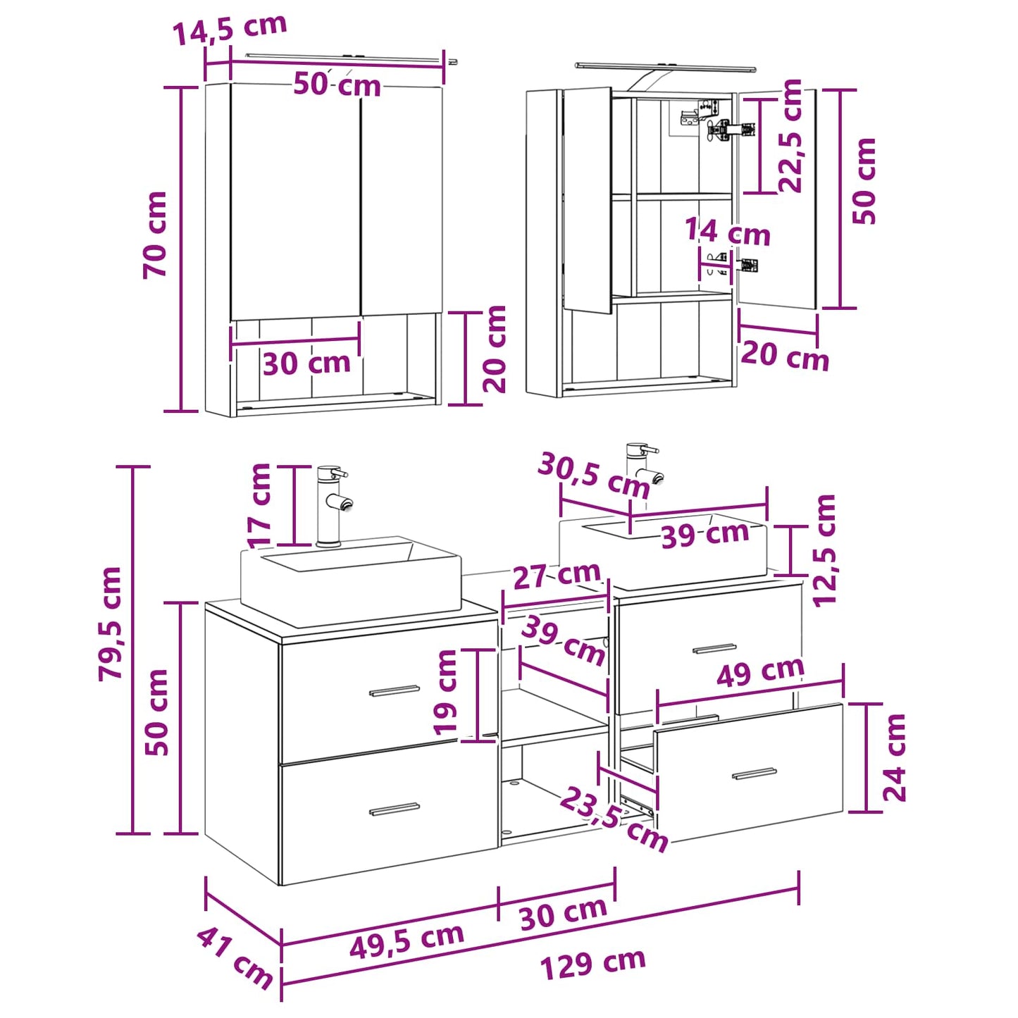 Bathroom Furniture Set 5 pcs Grey Sonoma