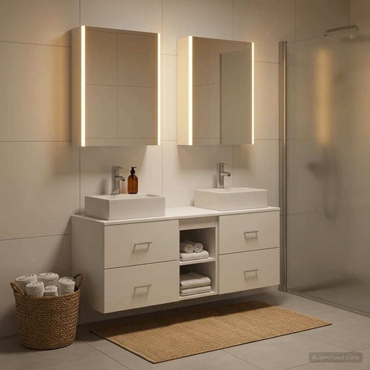 Bathroom Furniture Set 5 pcs White Engineered Wood and Glass