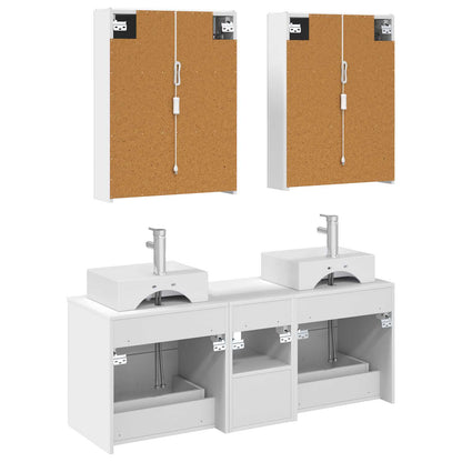 Bathroom Furniture Set 5 pcs White Engineered Wood and Glass