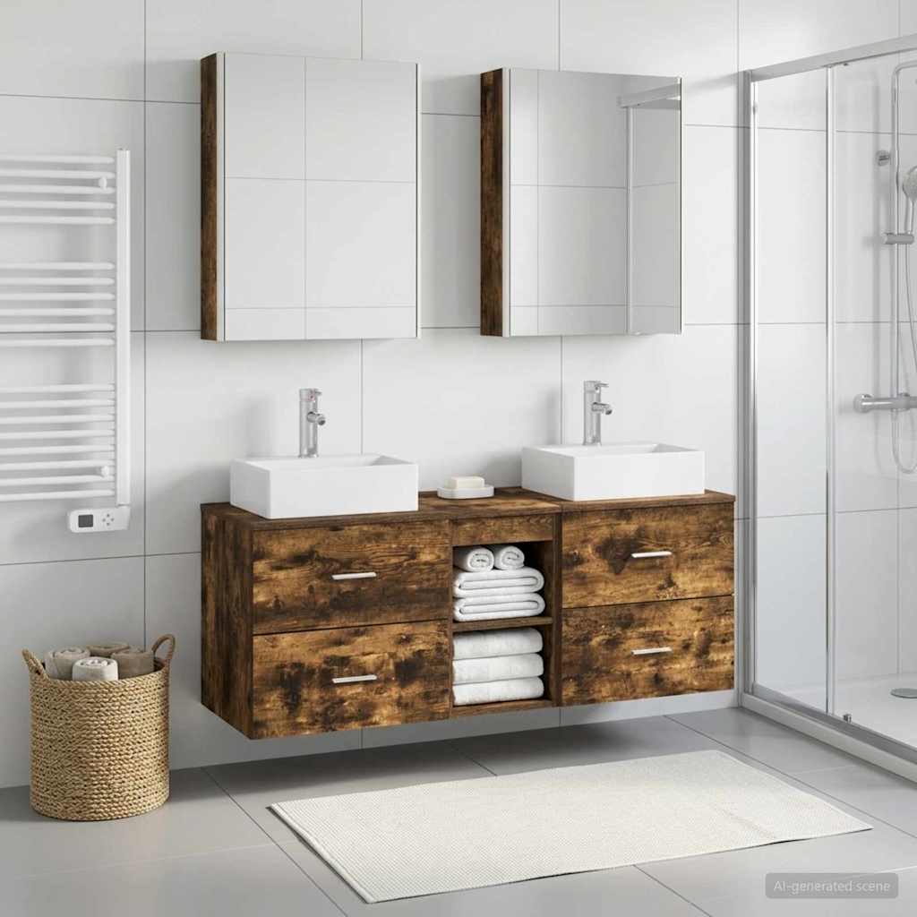 Bathroom Furniture Set 5 pcs Smoked Oak