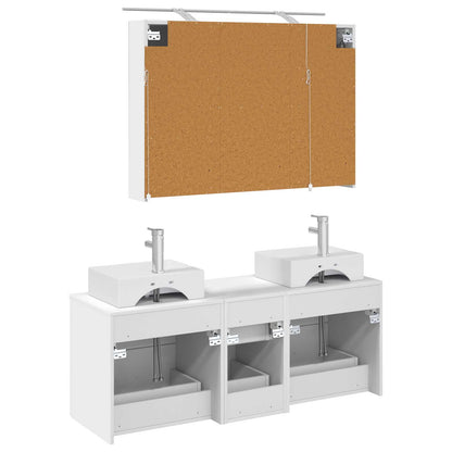Bathroom Furniture Set 4 pcs White Engineered Wood and Glass