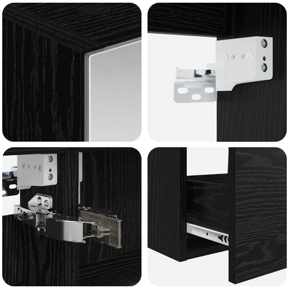Bathroom Furniture Set 4 pcs Black Oak