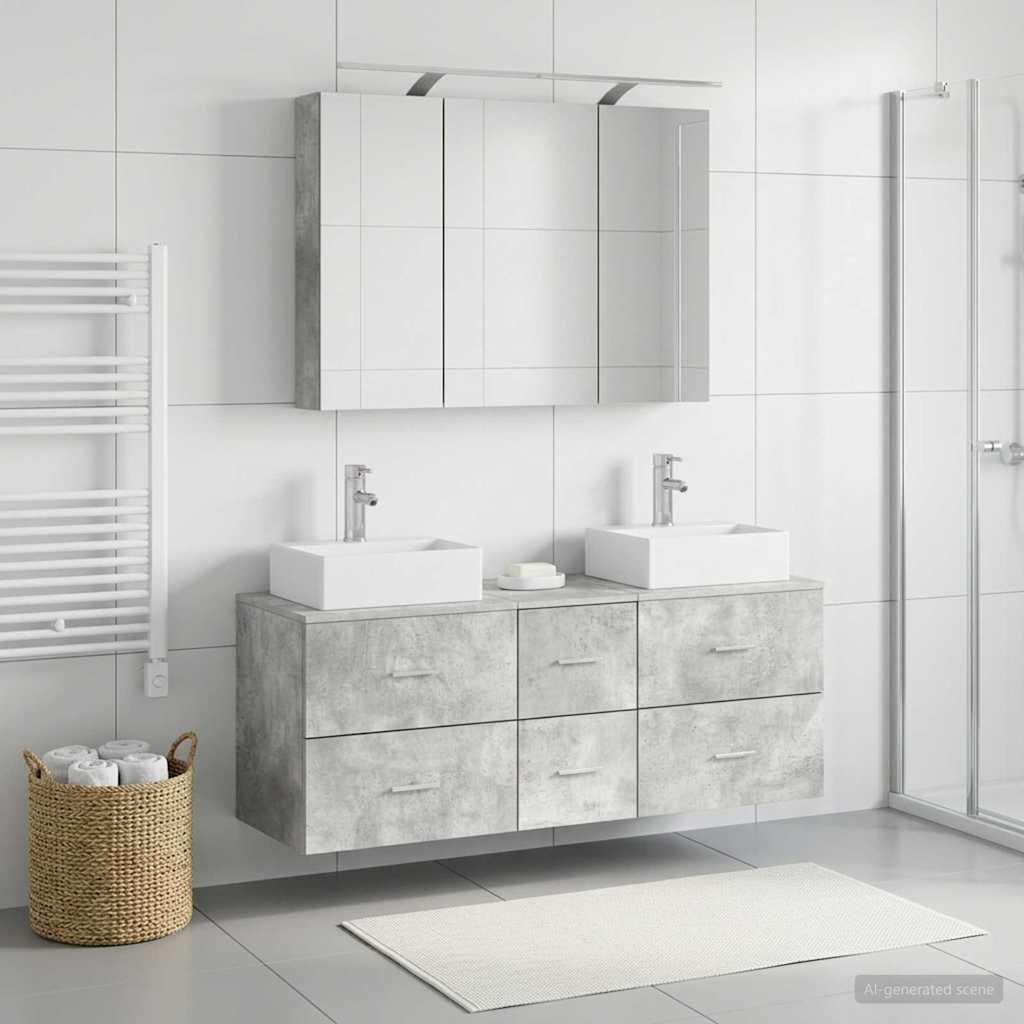 Bathroom Furniture Set 4 pcs Concrete Grey