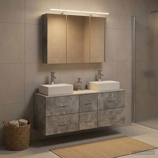 Bathroom Furniture Set 4 pcs Concrete Grey