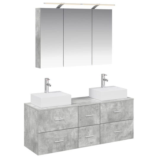 Bathroom Furniture Set 4 pcs Concrete Grey