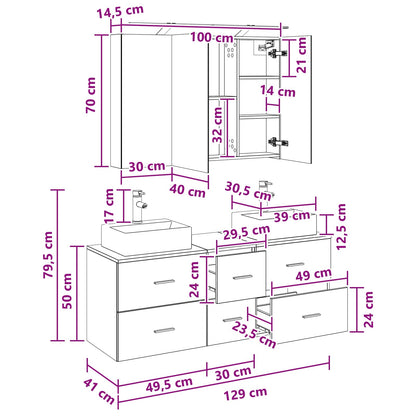 Bathroom Furniture Set 4 pcs Concrete Grey