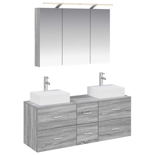 Bathroom Furniture Set 4 pcs Grey Sonoma