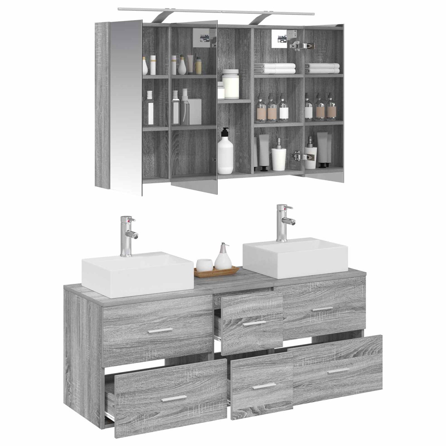 Bathroom Furniture Set 4 pcs Grey Sonoma