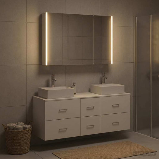 Bathroom Furniture Set 4 pcs White Engineered Wood and Glass