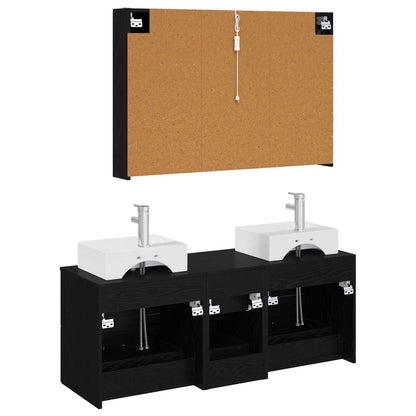 Bathroom Furniture Set 4 pcs Black Oak