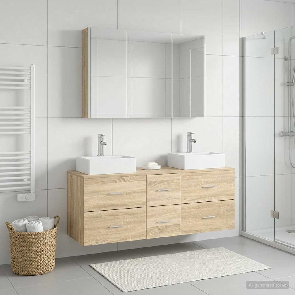 Bathroom Furniture Set 4 pcs Sonoma Oak