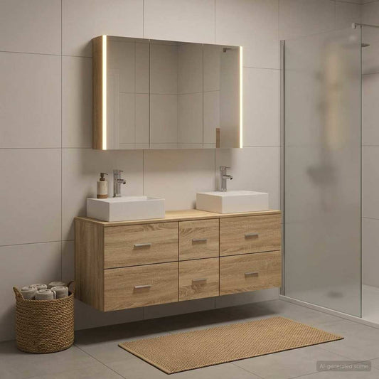 Bathroom Furniture Set 4 pcs Sonoma Oak