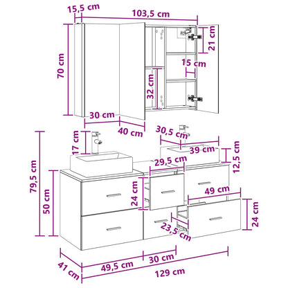 Bathroom Furniture Set 4 pcs Sonoma Oak