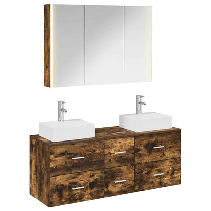 Bathroom Furniture Set 4 pcs Smoked Oak