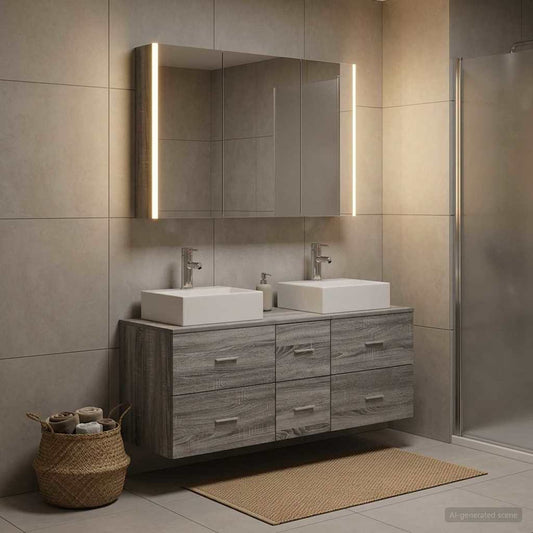 Bathroom Furniture Set 4 pcs Grey Sonoma