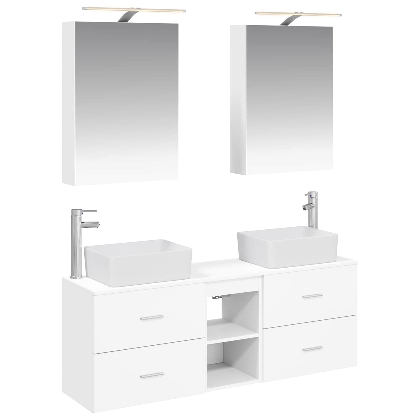 Bathroom Furniture Set 5 pcs White Engineered Wood and Glass