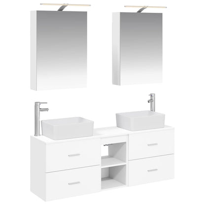 Bathroom Furniture Set 5 pcs White Engineered Wood and Glass