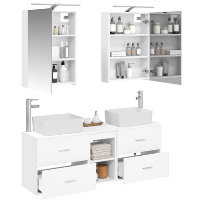 Bathroom Furniture Set 5 pcs White Engineered Wood and Glass
